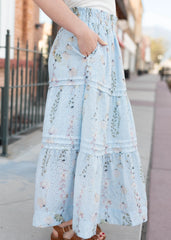 Luna Blue Floral Eyelet Skirt