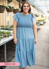 Billie Chambray Smocked Dress