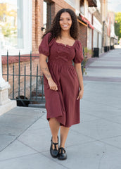 Cassidy Rust Gingham Bow Dress