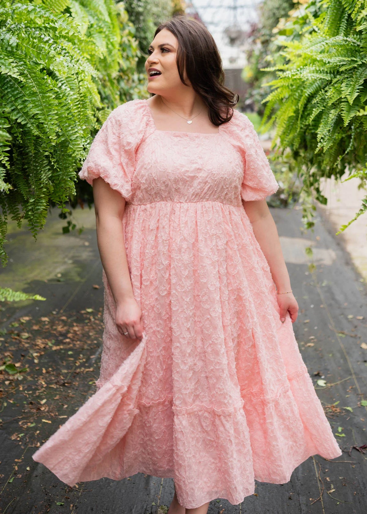 Carlee Pink Floral Textured Dress