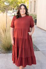Janessa Tiered Rust Dress