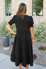 Janessa Tiered Black Dress