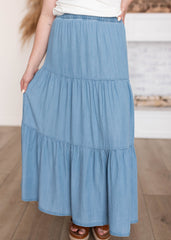 Lila Chambray Tiered Skirt