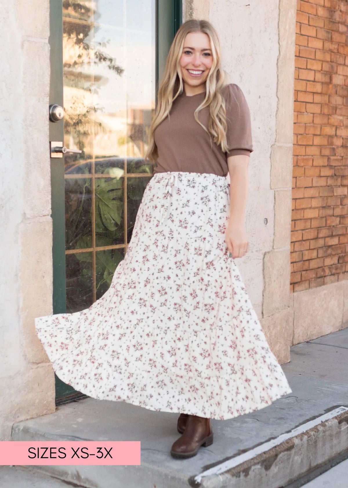 Ginny Burgundy Floral Skirt