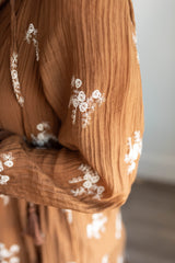 Luna Brown Embroidered Dress
