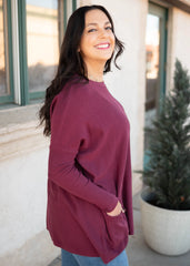 Aria Burgundy Pocket Sweater