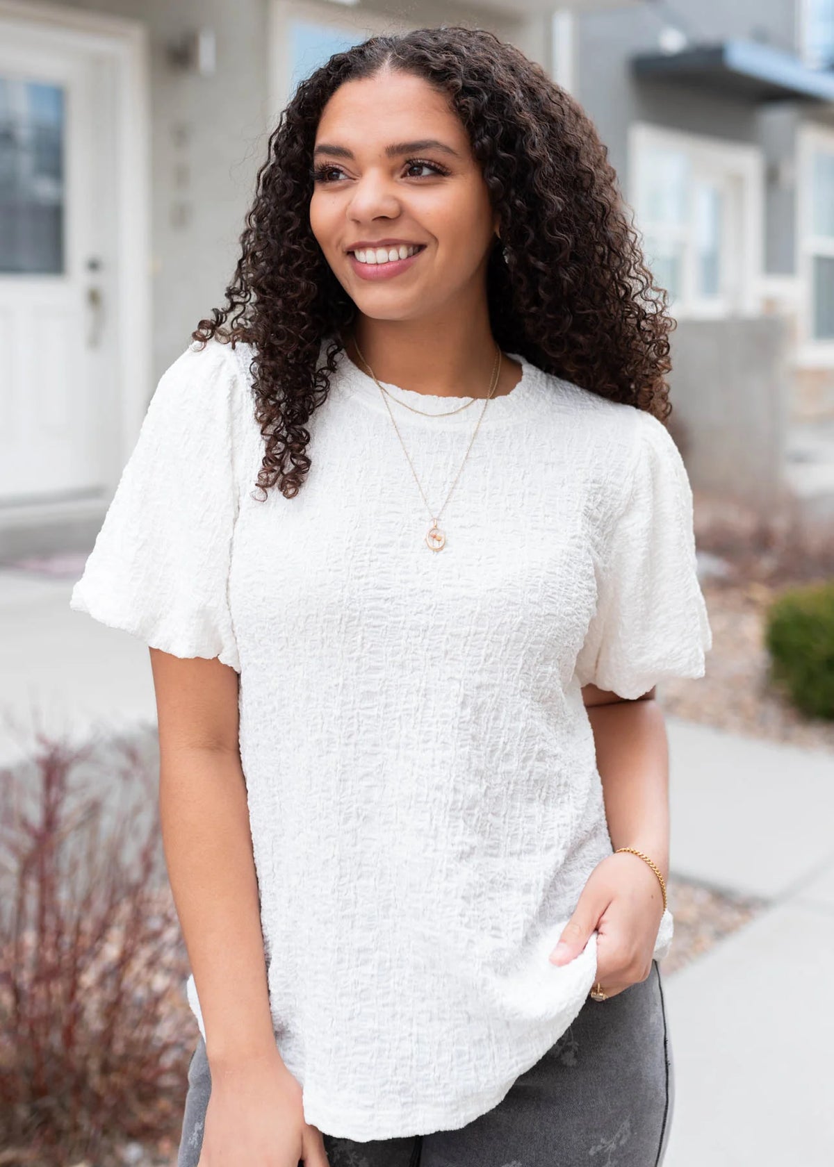 Annalie Ivory Textured Top
