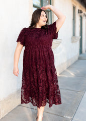 Susannah Wine Lace Dress