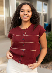 Nina Burgundy Stripe Sweater