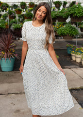 Layla Blue Floral Smocked Dress