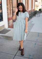 Linnea Sage Gingham Bow Dress