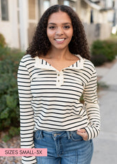 Heather Black Stripe Top