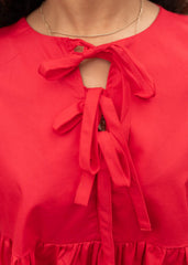 Kacey Red Bow Tie Top