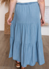 Lila Chambray Tiered Skirt
