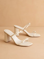 Wendy Cream Double Strap Bow Heels