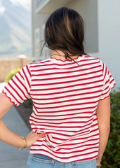 Chelsey Red Striped Top