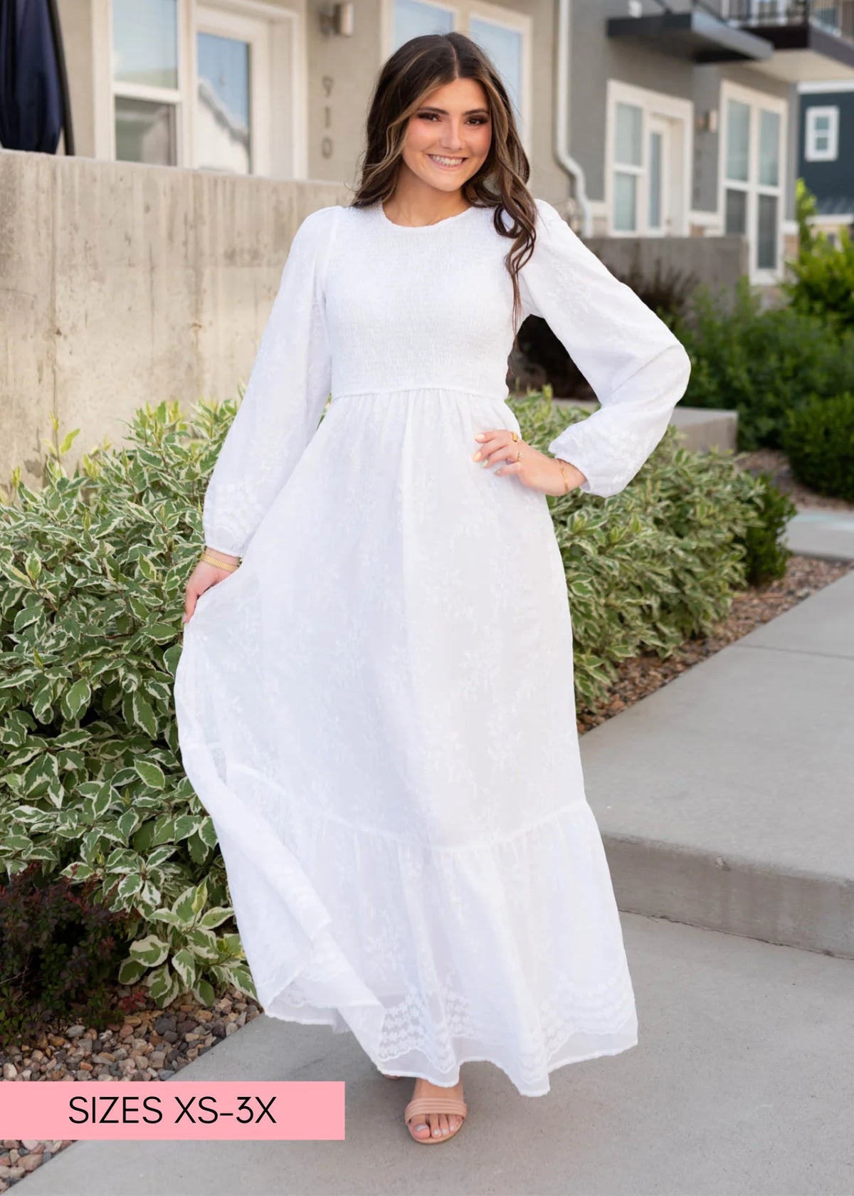 Elana White Smocked Dress