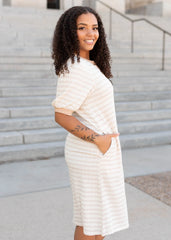 Nadia Beige Striped Dress