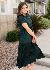 Brinlee Dark Green Satin Dress