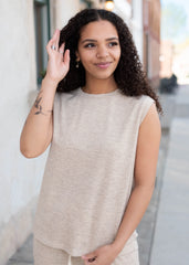 Baylee Taupe Short Sleeve Sweater