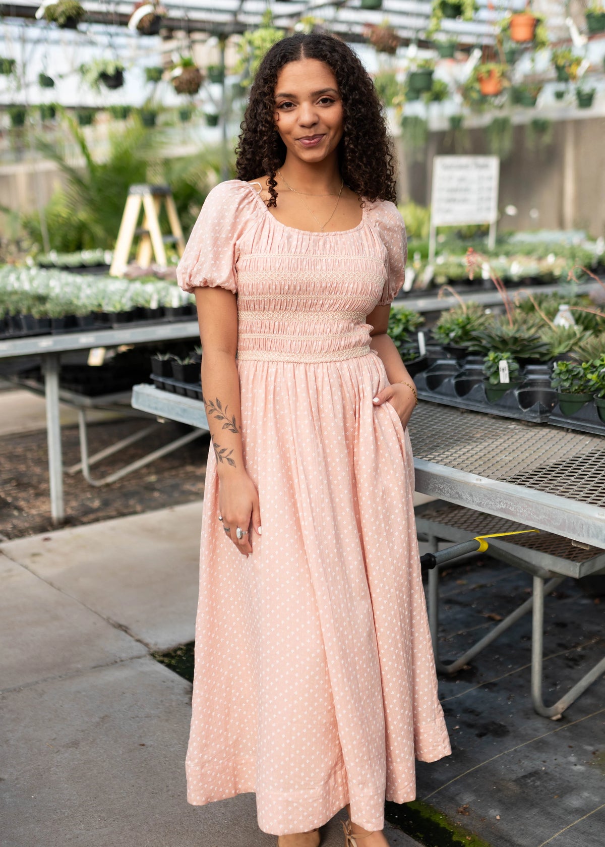 Helen Light Pink Smocked Dress