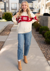 Maizie Cream Patterned Sweater