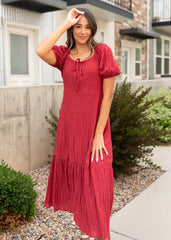 Finley Burgundy Textured Dress