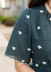 Ava Dark Teal Floral Dress