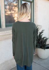 Aria Dark Green Pocket Sweater
