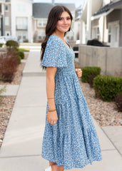 Mila Blue Smocked Floral Dress