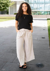 Faye Taupe Wide Leg Pants