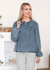 Arianna Chambray Denim Blouse