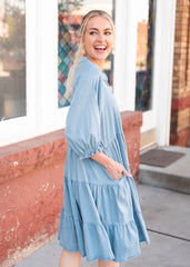 Anna Chambray Tiered Dress