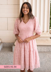 Robin Blush Floral Textured Dress