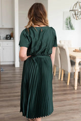 Lynnette Hunter Green Satin Pleat Dress