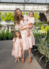 Aubree Pink Floral Little Girls Dress