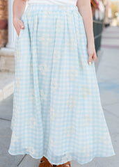 Brittany Light Blue Gingham Skirt