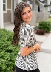 Cortanie Black Gingham Top