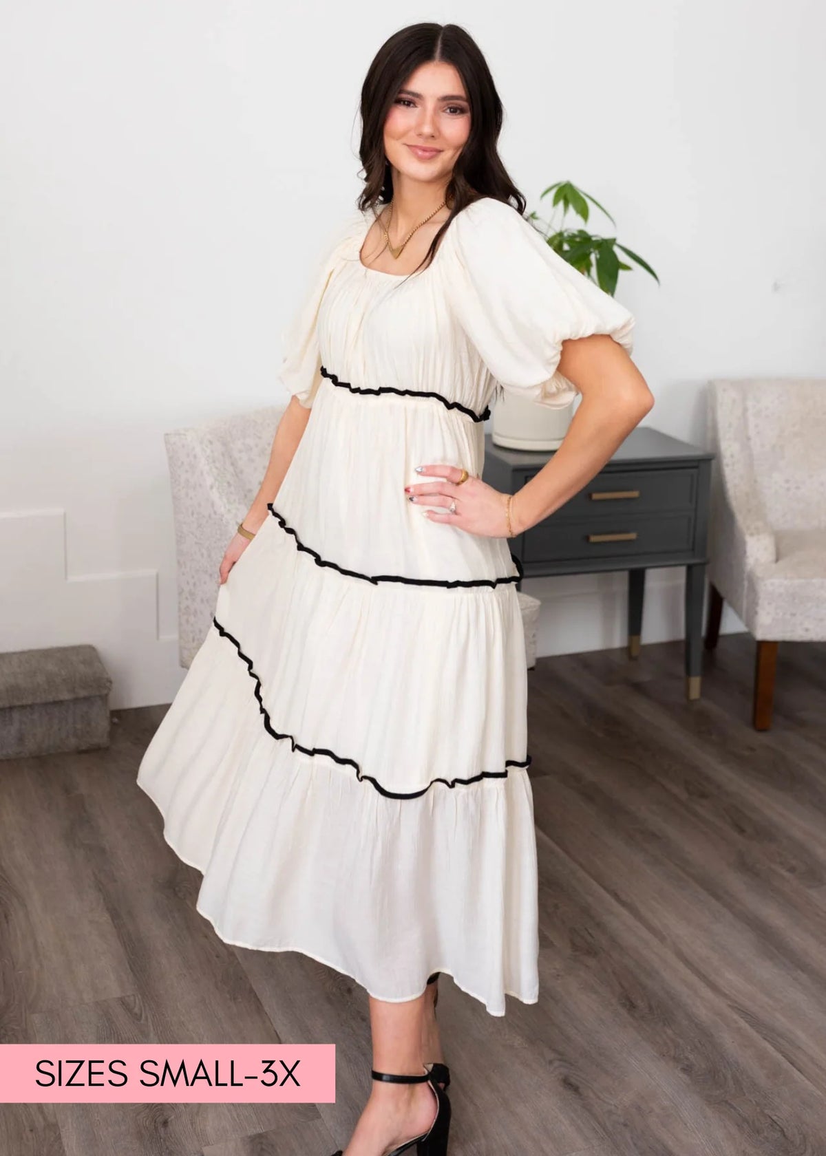Annika Cream Ruffle Tiered Dress