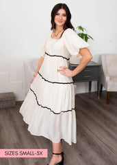 Annika Cream Ruffle Tiered Dress