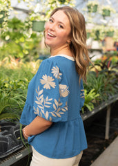 Charli Blue Embroidered Blouse