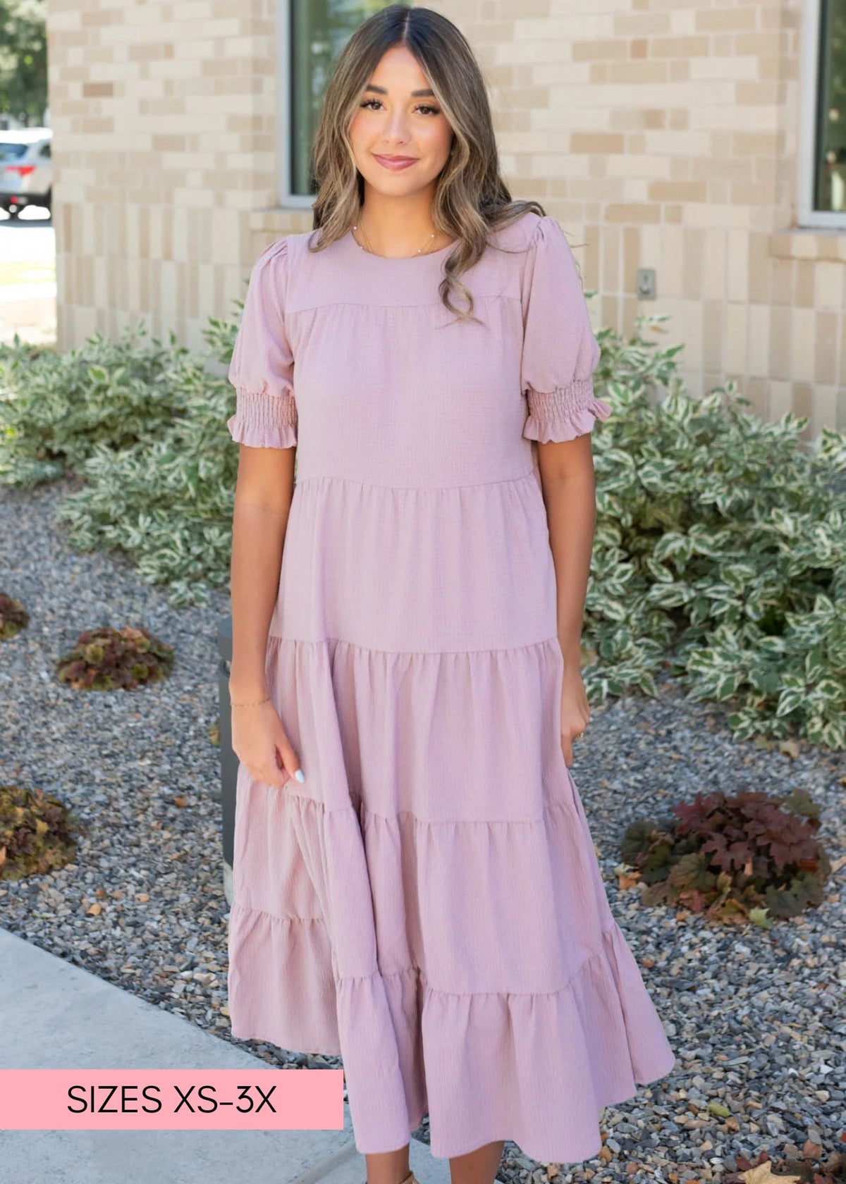Janessa Tiered Dusty Lilac Dress
