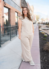 Baylee Taupe Short Sleeve Sweater