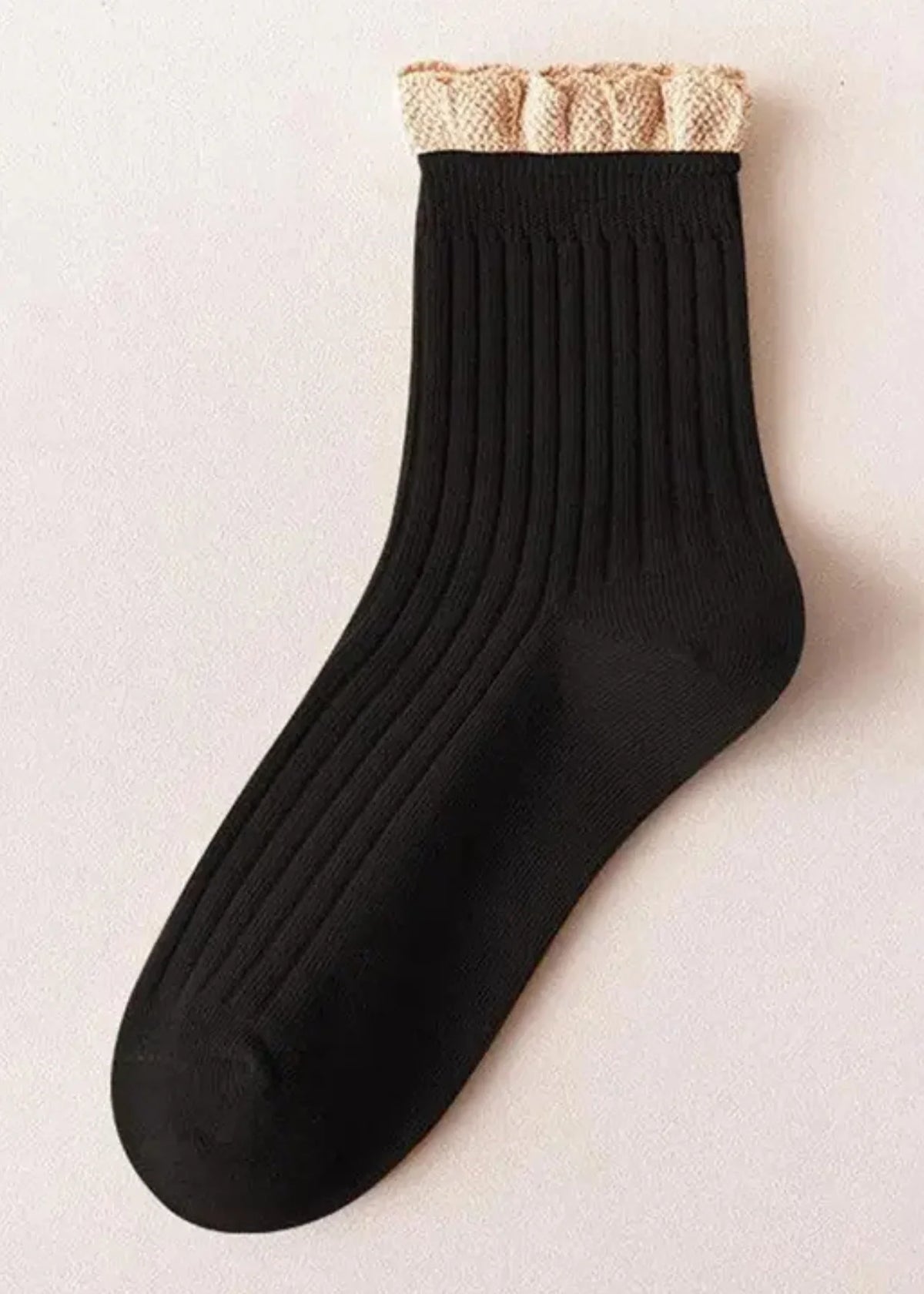 Renee Black Ruffle Socks