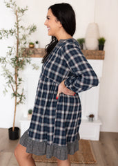 Madilyn Navy Plaid Dress
