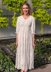 Kristin Light Blue Floral Tiered Dress