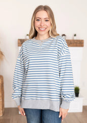 Sara Blue Stripe Pullover