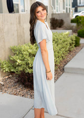 Sonya Dusty Blue Wrap Dress