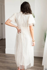 Arabella Cream Sheer Ruffle Dress