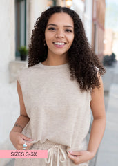 Baylee Taupe Short Sleeve Sweater
